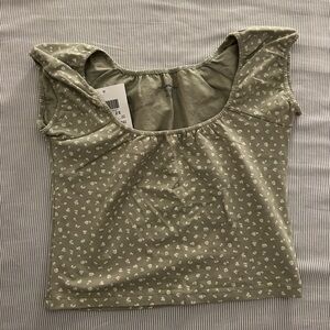 brandy melville light green floral top